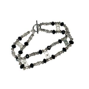 Ankle bracelet double strand silver and black. **BOGO same or less$